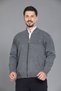 Gray Men's Dad and Middle-Aged Knitwear Steel Knit Lined Acrylic Zipper Pocket Oversized Dad Cardigan