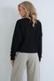 Women's black crew neck knit top with cuffed sleeves alc-x15884 - 5
