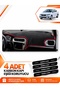 Peugeot 301 (2012-2022) Compatible Front Torpedo Protection Case Carpet Cover - Black-Red - Pe007