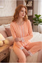 Women's Italian Bamboo Lace Detailed Front Buttoned Long Sleeve Pajama Set - 5