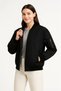 Lined Zippered Bomber Coat Jacket - Black
