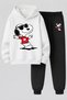 Snoopy Printed 3-Yarn Quality Soft Texture Sweatshirt and Sweatpants Children's Winter Top-Bottom Set