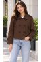 Women's Brown Epaulet Buttoned Lined Short Trench Coat - 4