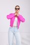 Women's Stand Collar Bomber Jacket with Pockets and Elastic Waist - 2