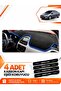 Fiat Linea Urban (2015-2021) Compatible Front Dashboard Protection Carpet Cover - Black-Blue - Fi014