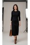 Women's High Quality Camisole Ribbed Flexible Midi Length Black Pencil Dress - 2