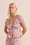 Satin Patterned Short-Sleeved Top