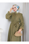 Buttoned Belted Lined Hijab Dress Rc6061 - 5