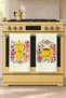 Floral Coffee Moka Pot and Coffee Cup Floral Patterned Yellow 2-Piece Kitchen Towel Set 35X55