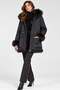 Navy Blue Fur Detailed Waist-Tie Coat with Fur Inside - 2