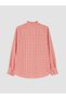Red Judge Collar Plaid Oversize Women's Shirt - 2