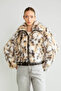 Robi̇n Women's Leopard Patterned Faux Fur Coat with Leather Tunnel Lining at the Waist - 7