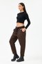 Women's Brown Italian Plus Size Leopard Patterned Lycra Carrot Pants 40 - 50 Size - 3