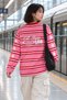 Women's Striped Oversize Long Sleeve T-Shirt with Crew Neck - 4