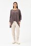 Women's Brown Italian Large Size Self-Horizontal Line Patterned Collared Knitwear Blouse 40 - 48 Size - 5