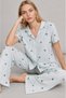 Night Blue Women's Short Sleeve Comfortable Pajama Set 4728