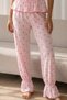 Women's Printed Lace-Up 2-Piece Pink Pajama Set - 4