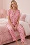 Strawberry Patterned Buttoned Short Sleeve Pajama Set 4588 Pink - 4