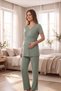 Alora Lace Detailed Satin Belted Maternity and Postpartum Pajama Set with 3 Pieces - 6