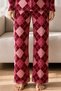 Night Red Women's Patterned Basic Winter Pajama Set - 4