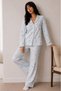 Women's Buttoned Winter Home Blue Pajama Set - 5