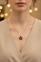 Black Flower Detailed Yellow Chain Bijouterie Necklace Women's Accessory - 2