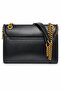 Black Quilted Embroidered Chain Strap Detailed Stylish Design Women's Shoulder Bag - 3