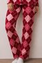 Women's Buttoned Winter Home Red Pajama Set - 4