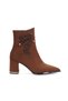 Women's Suede Lace-Up Bow Detailed Thick Heeled Pointed Toe Boots
