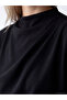 Two Mt Shop Quality Lcw Vision Black Crepe Plain Oval Neck Short Sleeve Women's Blouse - 3