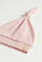 100% Cotton Interlock Cute Bear Embroidered Top-Tie Knotted Baby Beanie Hat 0-6 Months - 2