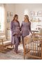 New Season Purple Velvet Shawl Collar Winter Breastfeeding Featured Design Long Sleeve Maternity Pajama Set - 3