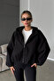 Oversize Thick Anti-Pilling Cashmere Bomber Style Hooded Women's Jacket - 6