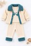 Baby Boy Plush Collared Jacket with Car Embroidery, Top and Bottom 3-Piece Set 3-6-9-12 Months - 3