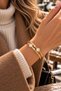 Steel Alina Zircon Stone Luxury Handcuff Bracelet - 6