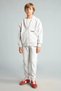 H9681A8Gr400 Gray Printed Hooded Zippered Pocket Sweatshirt Cardigan for Boys - 2