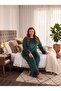 New Season Velvet Plush Detailed Special Design Long Sleeve Plus Size (Oversized) Pajama Set - 4