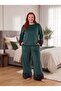 New Season Velvet Plush Detailed Special Design Long Sleeve Plus Size (Oversized) Pajama Set - 6