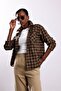 Brown Plaid Pattern Pocketed Shirt 3312 - 2