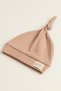 100% Cotton Interlock Little Peanut Elephant Embroidered Top-Tie Knotted Baby Beanie Hat 0-6 Months - 2