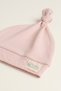 100% Cotton Interlock Little Peanut Elephant Embroidered Top-Tie Knotted Baby Beanie Hat 0-6 Months - 2