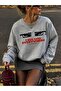 Women's Gray Double Eye Oversize Sweatshirt - 2