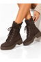Women's Lion Boots Brown Emerald Smoked Lace-Up and Side Zipper Non-Slip Thermo Sole Water Resistant Boots - 3