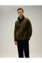 6Wm1024-Kh Men's Zippered Fleece Jacket, Khaki. - 2