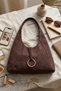 Pack of 2 Bags Suede Casual Shoulder Bag Zippered Lined Wide Model 2 Pieces - 5