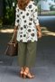 Effortless Elegance with One Set - Women's Floral Print Modal Jacket Viscose Blouse and Pants Three-Piece Set - 2