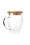 Double Wall Clear Glass Mug with Bamboo Lid