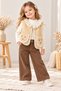 Girl's 3-Piece Set: Plush Vest, High-Neck Blouse, and Wide-Leg Velvet Pants for Ages 2-3-4-5 - 2