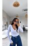 White V-Neck Polyamide Bodysuit - 3