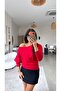 Red Off-Shoulder Modal Sweatshirt - 3